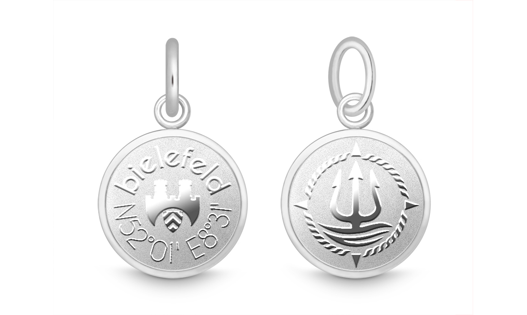 Charm "Bielefeld" für 4mm Bänder stahlfarben