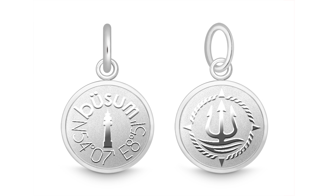 Charm "Büsum Leuchturm" für 4mm Bänder stahlfarben