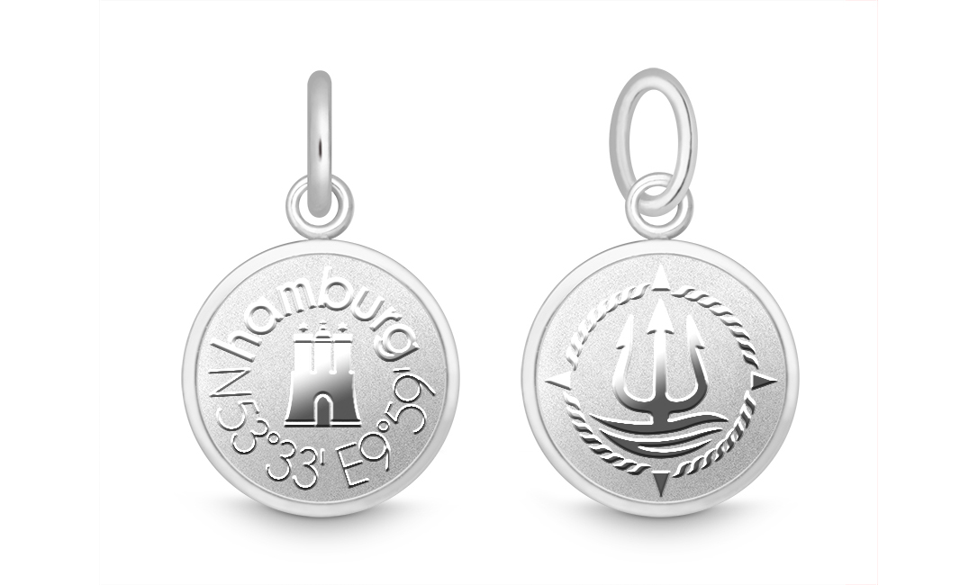 Charm "Hamburg" für 4mm Bänder stahlfarben