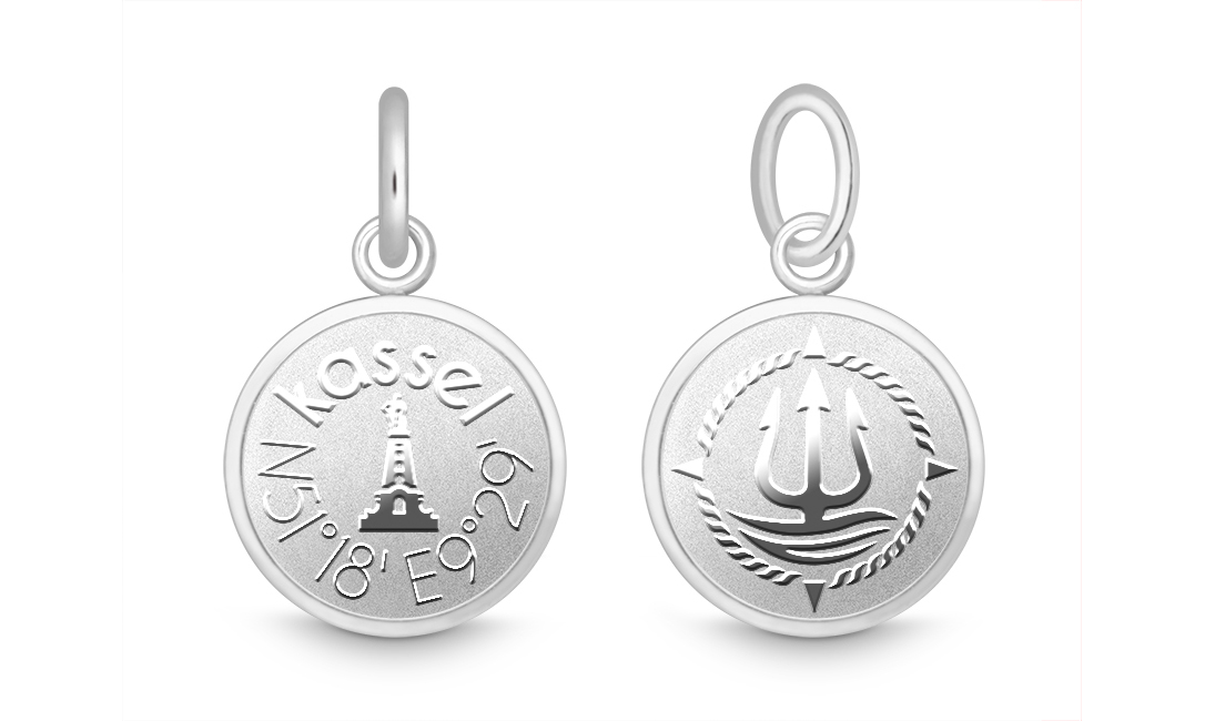 Charm "Kassel" für 4mm Bänder stahlfarben