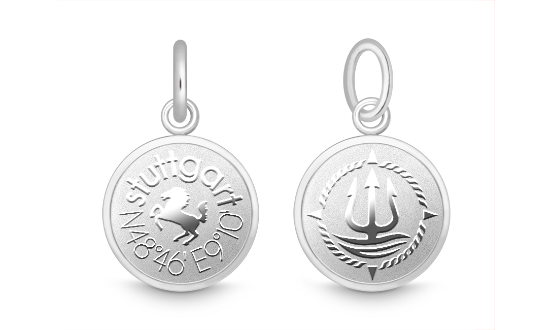 Charm "Stuttgart" für 4mm Bänder stahlfarben
