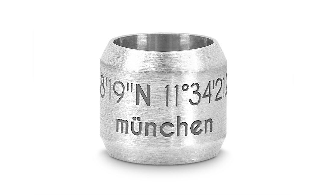 Bead "München" für 8mm-Bänder stahlfarben