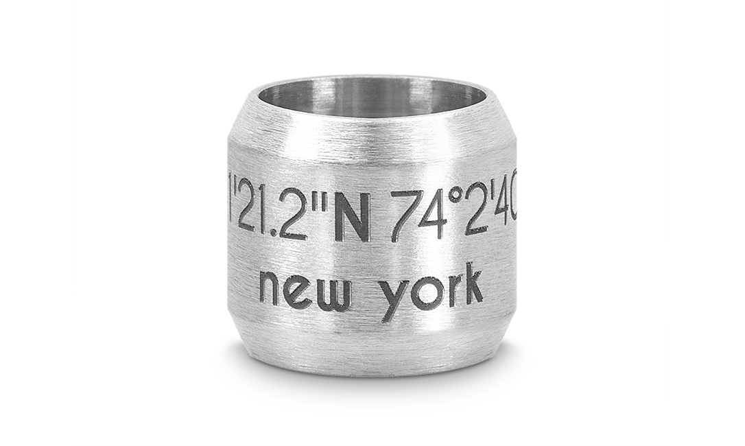 Bead "New York" für 8mm-Bänder stahlfarben