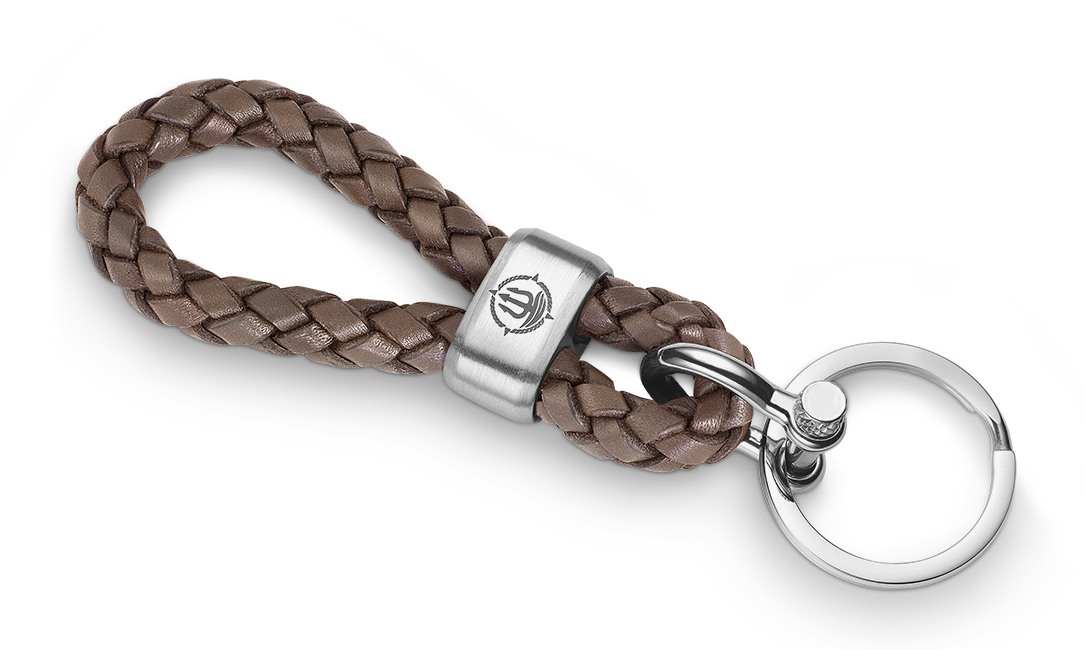 Schlüsselkette braun geflochten Edelstahl "Sylt" Leder
