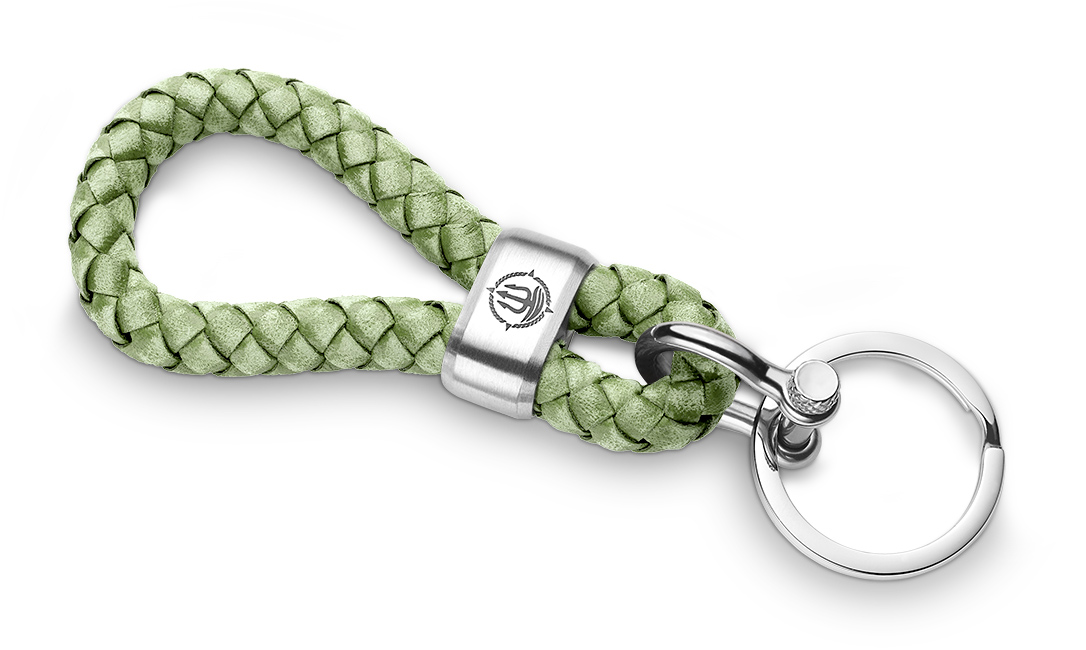 Schlüsselkette grün vintage Edelstahl "Sylt" Leder