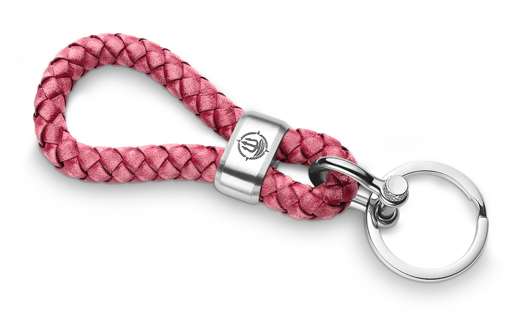 Schlüsselkette rot vintage Edelstahl "Sylt" Leder