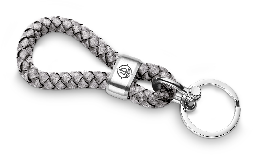 Schlüsselkette grau vintage Edelstahl "Sylt" Leder