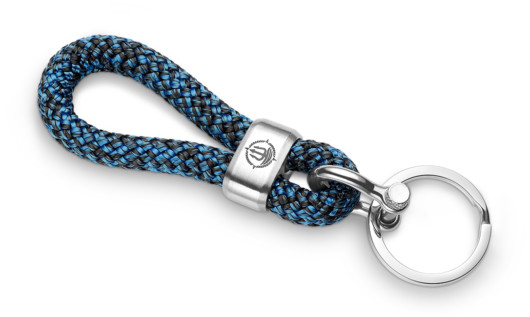 Schlüsselkette schwarz blau Edelstahl "Fehmarn" Segeltau