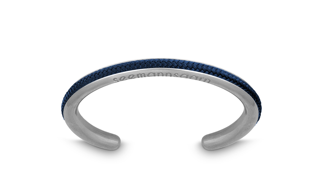 Armreif Segeltau navy blau "Föhr" Edelstahl Seemannsgarn