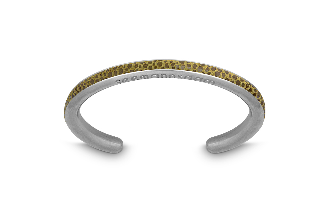 Armreif Leder olivgrün Rochenoptik "Sylt" Edelstahl matt 