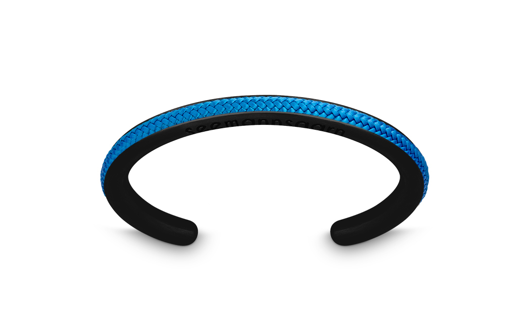 Armreif Segeltau blau "Föhr" Edelstahl PVD beschichtet schwarz matt Seem