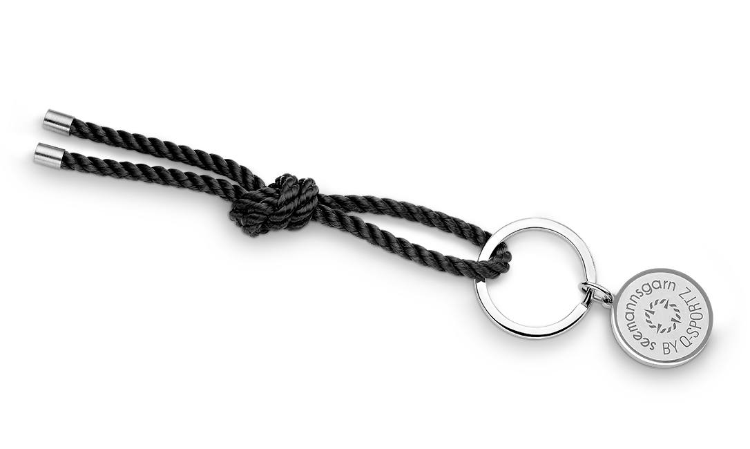 Schlüsselkette schwarz Edelstahl "Amrum" Segeltau Seemannsgarn