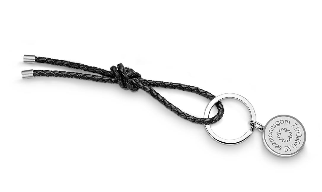 Bild von Leder-Schlüsselkette Schwarz geflochten 4mm "Sylt"