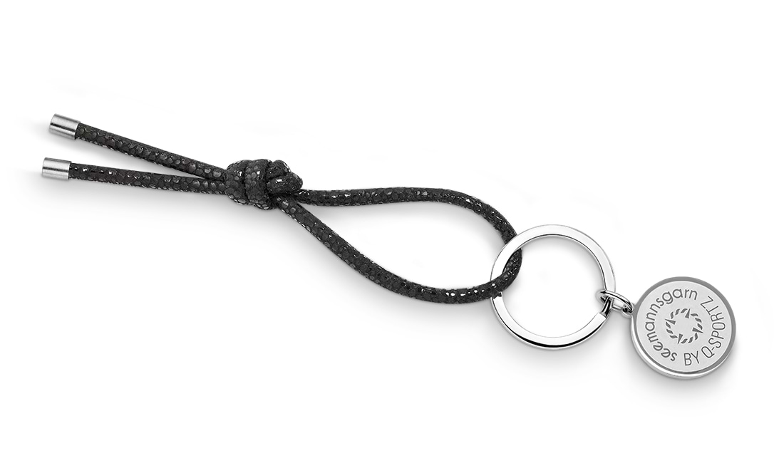Schlüsselkette schwarz Rochenoptik "Sylt" Leder Seemannsgarn 
