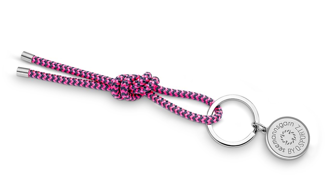 Bild von Segeltau-Schlüsselkette Navyblau-Pink 4mm "Pellworm" 