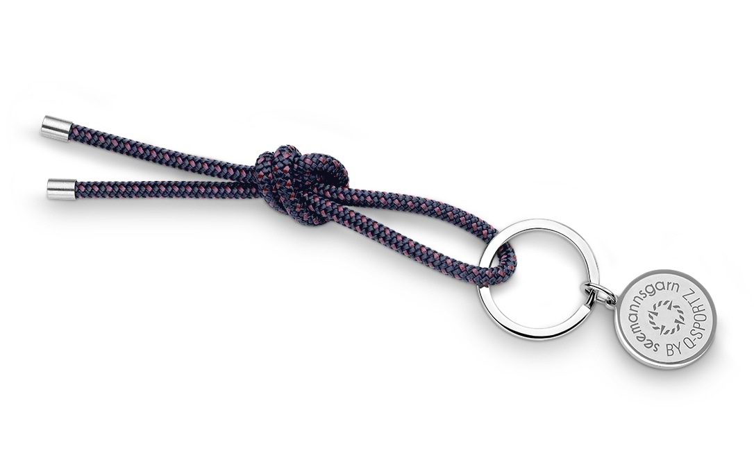 Bild von Segeltau-Schlüsselkette Navyblau-Bordeaux 4mm "Hiddensee"