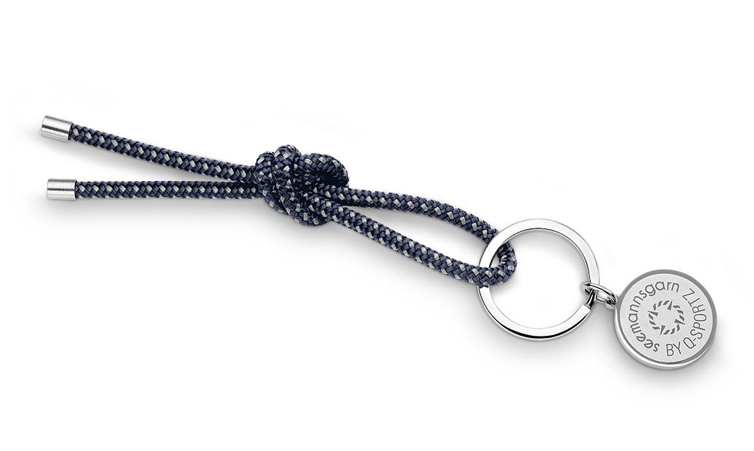 Bild von Segeltau-Schlüsselkette Navyblau-Grau 4mm "Hiddensee"