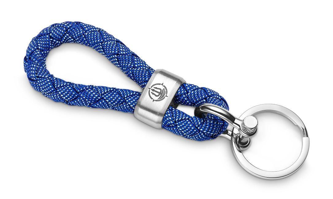 Schlüsselkette Jeansoptik blau Edelstahl  "Hiddensee" Segeltau Seemannsgarn