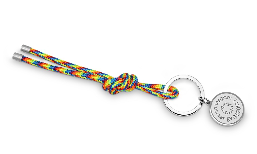 Bild von Segeltau-Schlüsselkette in Regenbogenfarben 4mm "Rainbow"