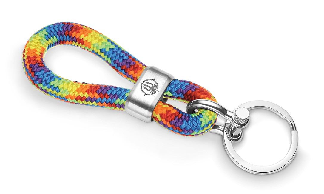 Bild von Segeltau-Schlüsselkette Regenbogenfarben 8mm "Rainbow"