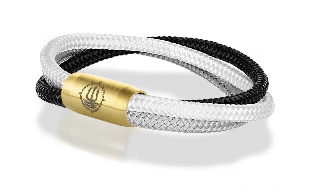 Bild von Segeltau-Armband Schwarz-Grau-Weiß 8mm "Trinidad"