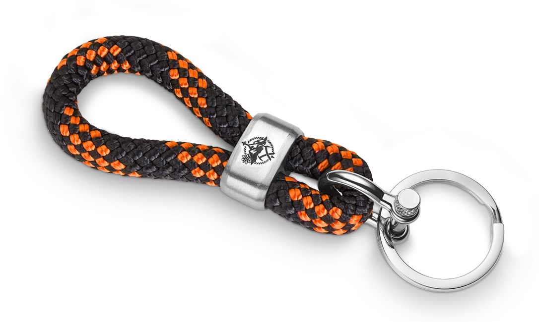 Bild von Segeltau-Schlüsselkette "Gipfelgarn" Schwarz-Orange 8mm "Usedom" 
