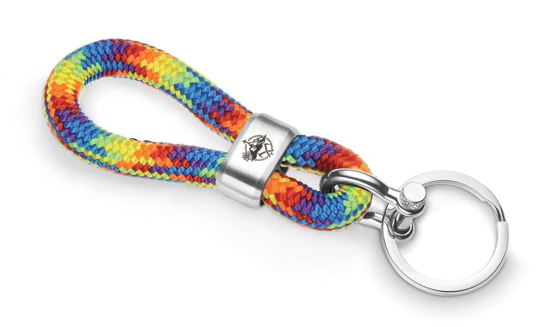 Bild von Segeltau-Schlüsselkette "Gipfelgarn" Regenbogenfarben 8mm "Rainbow"