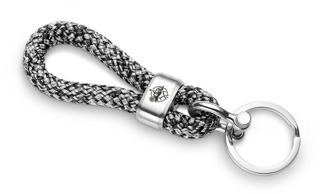 Bild von Segeltau-Schlüsselkette "Gipfelgarn" Schwarz-Grau 8mm "Fehmarn"