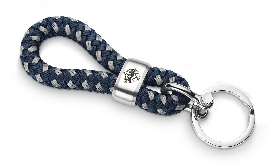 Bild von Segeltau-Schlüsselkette "Gipfelgarn" Navyblau-Grau 8mm "Hiddensee"