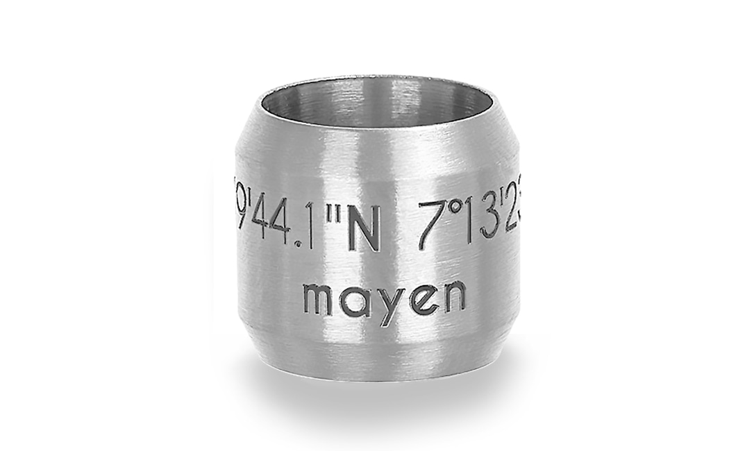 Bild von Koordinaten-Bead "Mayen" 8mm aus Edelstahl, stahlfarben