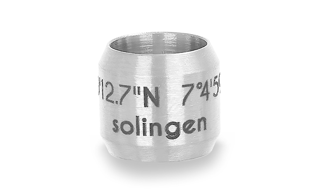 Bild von Koordinaten-Bead "Solingen" 8mm aus Edelstahl, stahlfarben