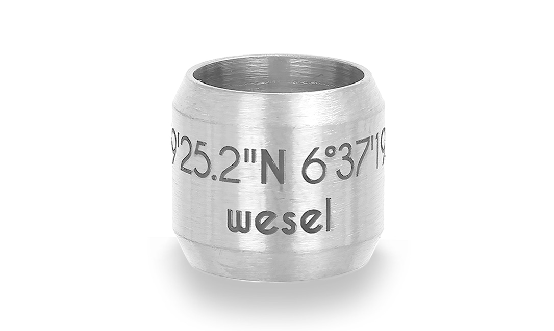 Bild von Koordinaten-Bead "Wesel" 8mm aus Edelstahl, stahlfarben
