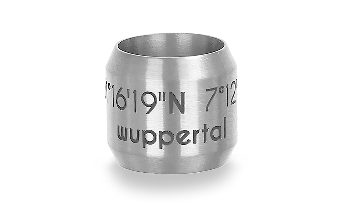 Bild von Koordinaten-Bead "Wuppertal" 8mm aus Edelstahl, stahlfarben