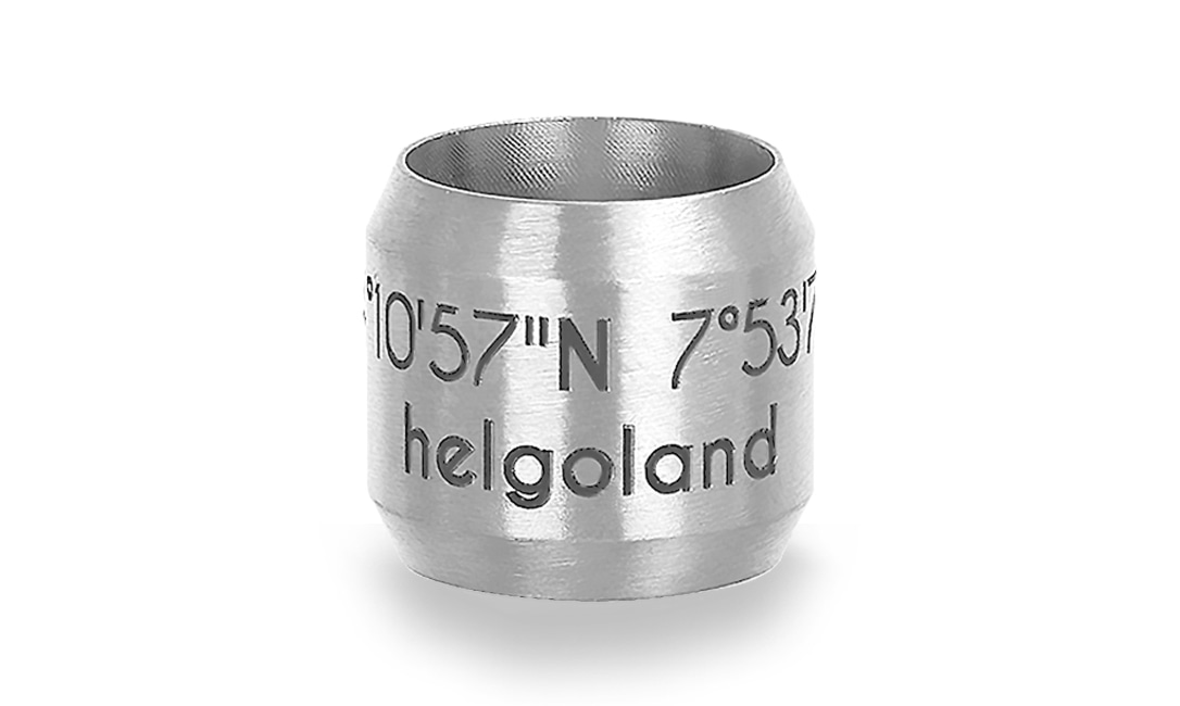 Bild von Koordinaten-Bead "Helgoland" 8mm aus Edelstahl, stahlfarben
